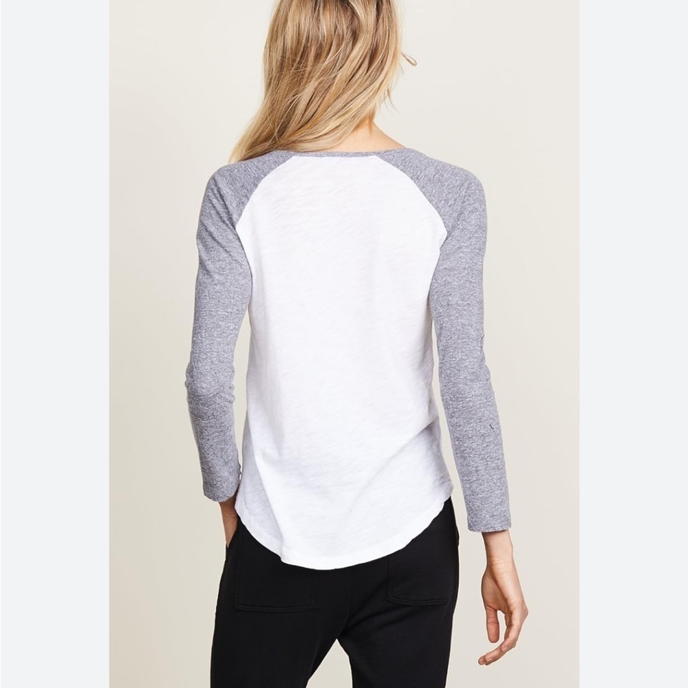 Monrow Heather Gray and White Long Sleeve Tee - Picture 3 of 6